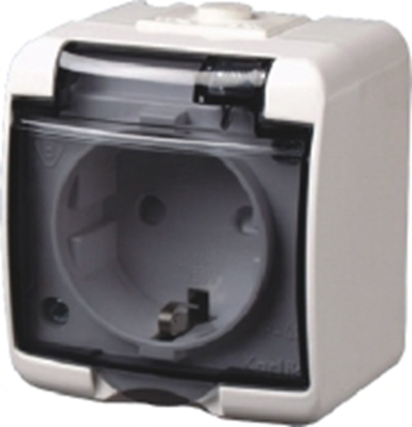 Jednoduchá zásuvka s klapkou bílá