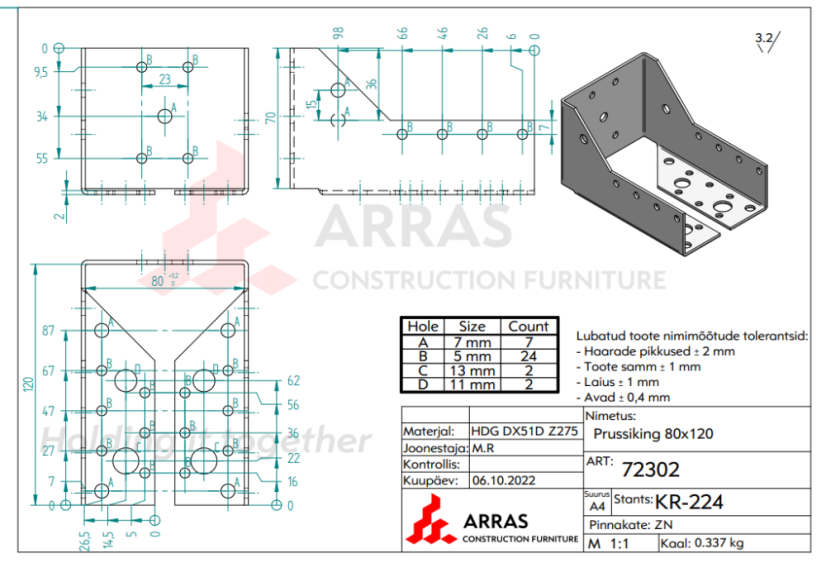 WBZ 80-120 Trámová botka 80x120x2mm