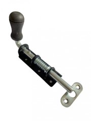 WSPU 150c Zasuwka sprężynowa z rączką drewnianą czarna 150x30mm