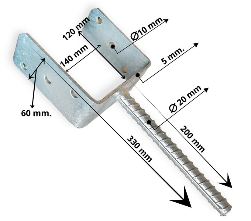 PS 140UG Patka sloupku 141x120x60x4mm