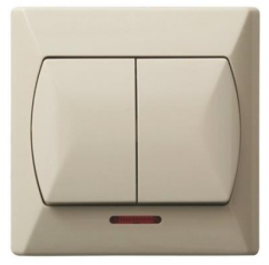 Dvojitý vypínač podsvícený béžový