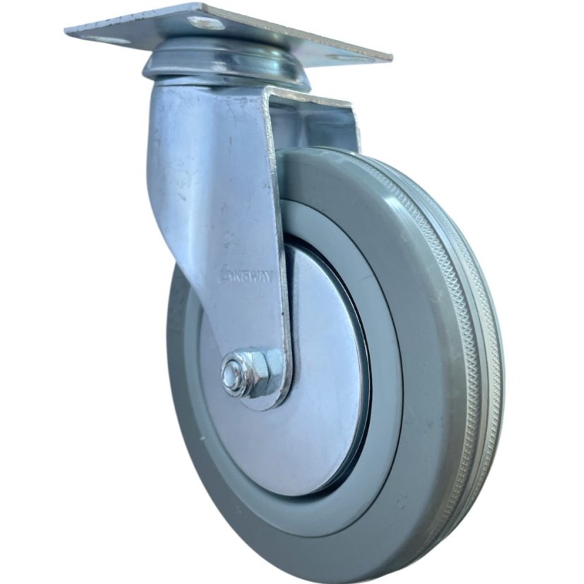 Otočné pojezdové kolo d125/80kg, šedý kaučuk, kluzné ložisko