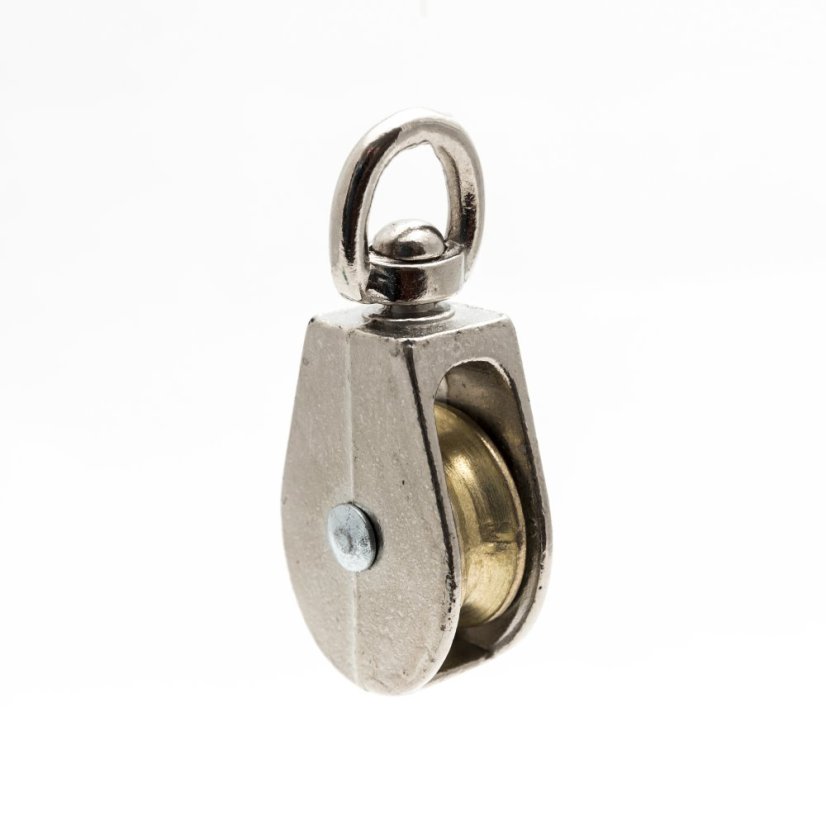 Bloczek do lin pojedynczy z krętlikiem 30 mm 1-1/4" niklowany