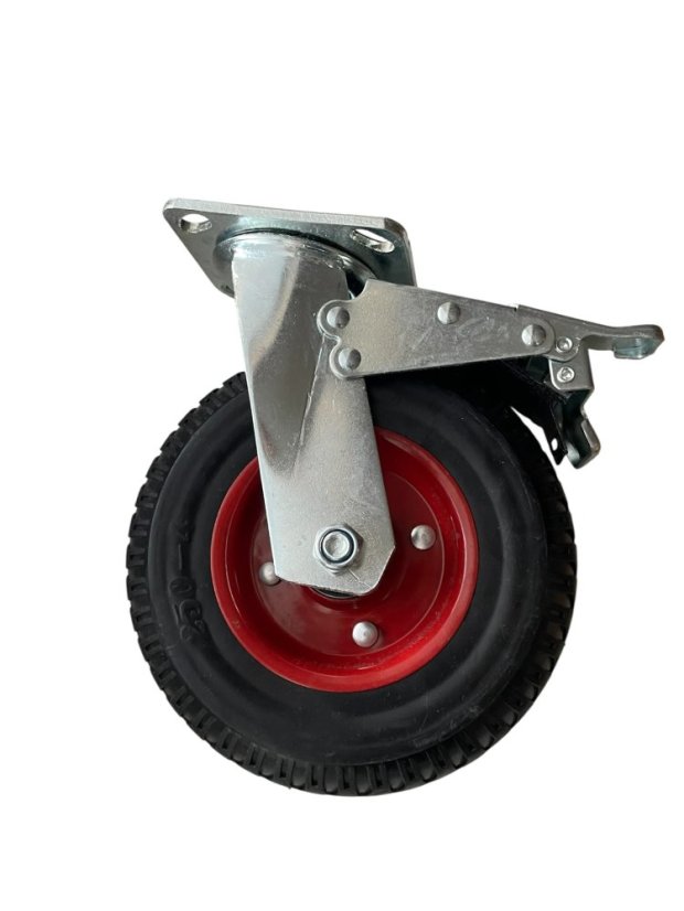 Otočné pojezdové kolo s brzdou d200/120kg, černá guma, válečkové ložisko