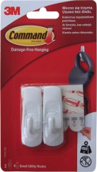 3M Command Standardní plastový háček střední 2ks, lepicí pásky 4ks