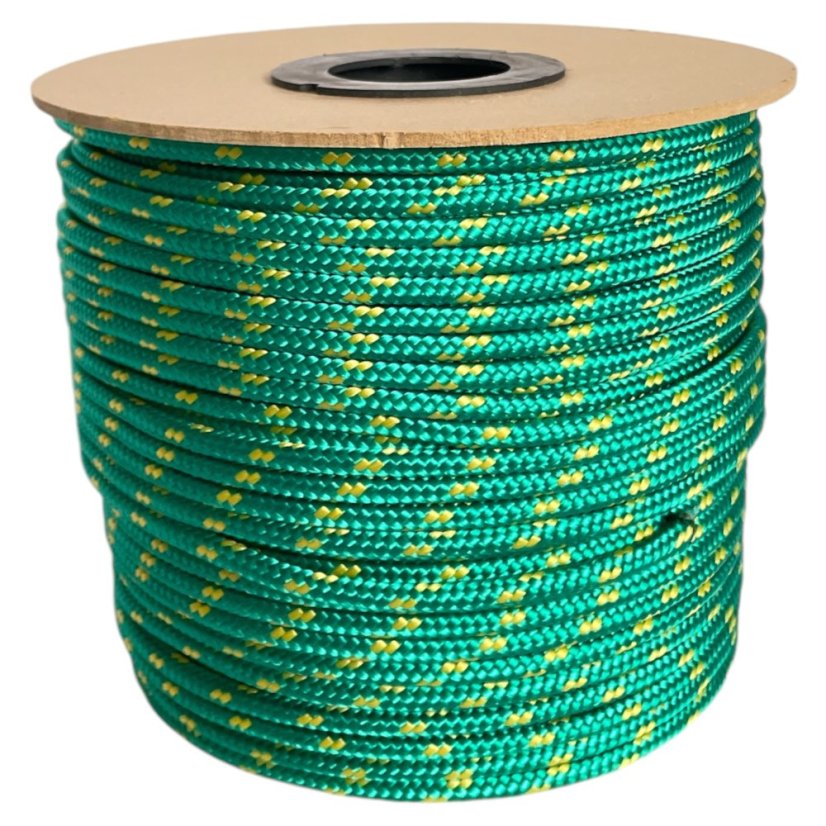 PPF 6 Polypropylenové lano pletené s jádrem - průměr 6mm, 100 metrů zelené