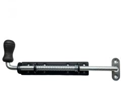 WSPU 250c Zasuwka sprężynowa z rączką drewnianą czarna 250x30mm