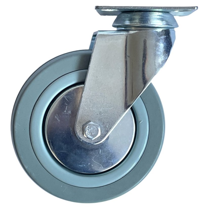 Otočné pojezdové kolo d125/80kg, šedý kaučuk, kluzné ložisko