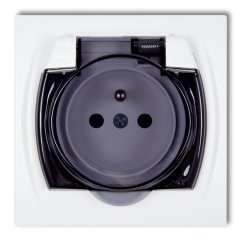 KARLIK Jednoduchá zásuvka bílá s klapkou