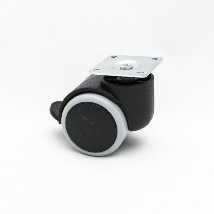 Kolečko otočné d50 s montážní deskou, pogumované s brzdou