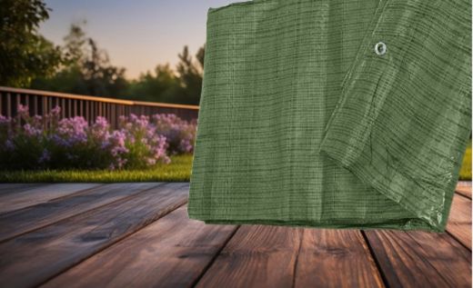Krycí plachta zelená 4x5 m 90 g/m2 nepromokavá PE plachta s oky