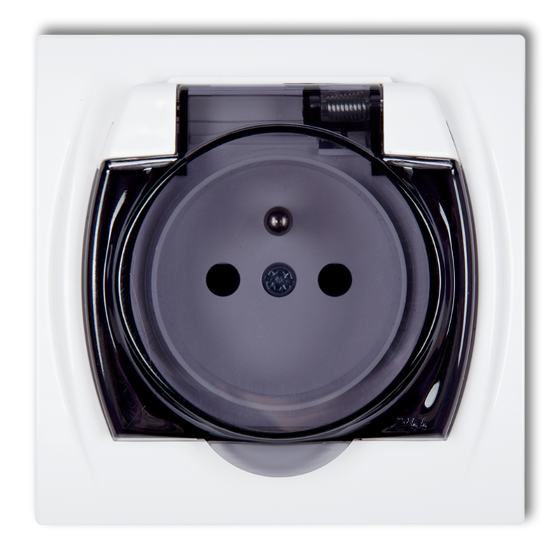 KARLIK Jednoduchá zásuvka bílá s klapkou