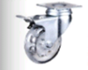 Zestaw kołowy skrętny z hamulcem fi75/100kg, przezroczyste, łożysko ślizgowe