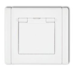 KARLIK Jednoduchá zásuvka bílá s klapkou