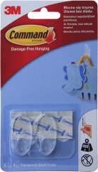 3M Command  Oválné průhledné plastové háčky 2ks, lepicí pásky 4ks