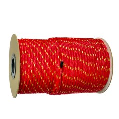 PPF 8 Polypropylenové lano pletené s jádrem - průměr 8mm, 100 metrů červené