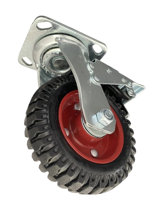 Otočné pojezdové kolo s brzdou d160/150kg, černá guma, kuličkové ložisko
