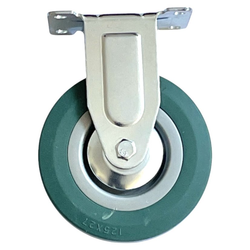 Pevné pojezdové kolo d125/80kg, šedý kaučuk, kluzné ložisko