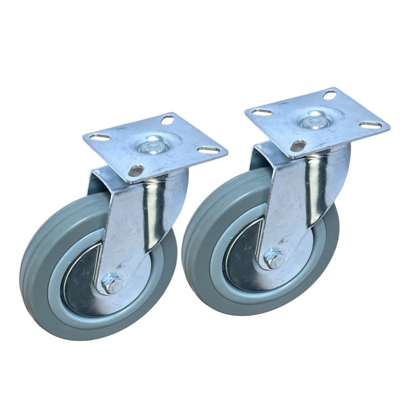 Otočné pojezdové kolo d125/80kg, šedý kaučuk, kluzné ložisko