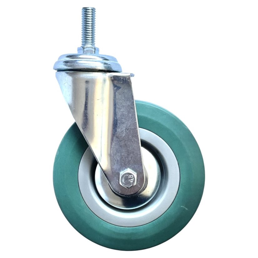 Otočné pojezdové kolo d125/80kg, šedý kaučuk, kluzné ložisko, čep M12