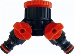 BRADAS Hadicová rozbočka, rozdvojka s ventily a redukcí GOLD LINE 1" - 3/4"