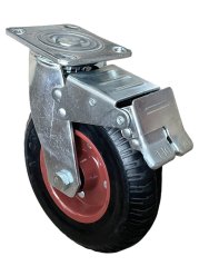 Otočné pojezdové kolo s brzdou d200/120kg, černá guma, válečkové ložisko