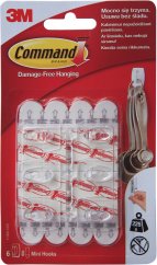 3M Command Standardní plastový háček střední 6ks, lepicí pásky 8ks