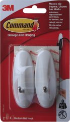 3M Command Oválné plastové háčky střední 2ks, lepicí pásky 4ks