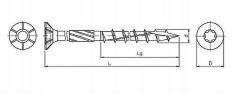 CS 06080 Tesařský vrut se zapuštěnou hlavou 6x80mm