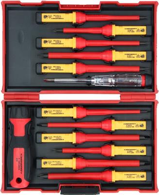 Sada křížových i plochých izolovaných šroubováků v kufříku 1000V 13ks