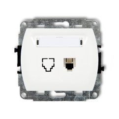 KARLIK Zásuvka telefonní jednoduchá 1xRJ12, 4-kontaktní hnedá metalická