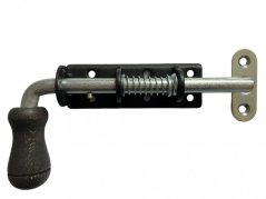 WSPU 150c Zasuwka sprężynowa z rączką drewnianą czarna 150x30mm