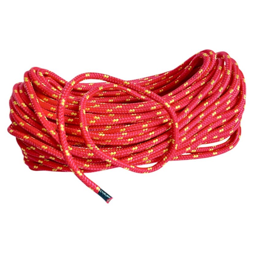 PPF 8 Polypropylenové lano pletené s jádrem - průměr 8mm, 50 metrů červené
