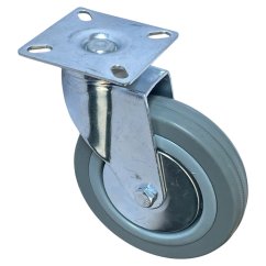 Otočné pojezdové kolo d125/80kg, šedý kaučuk, kluzné ložisko