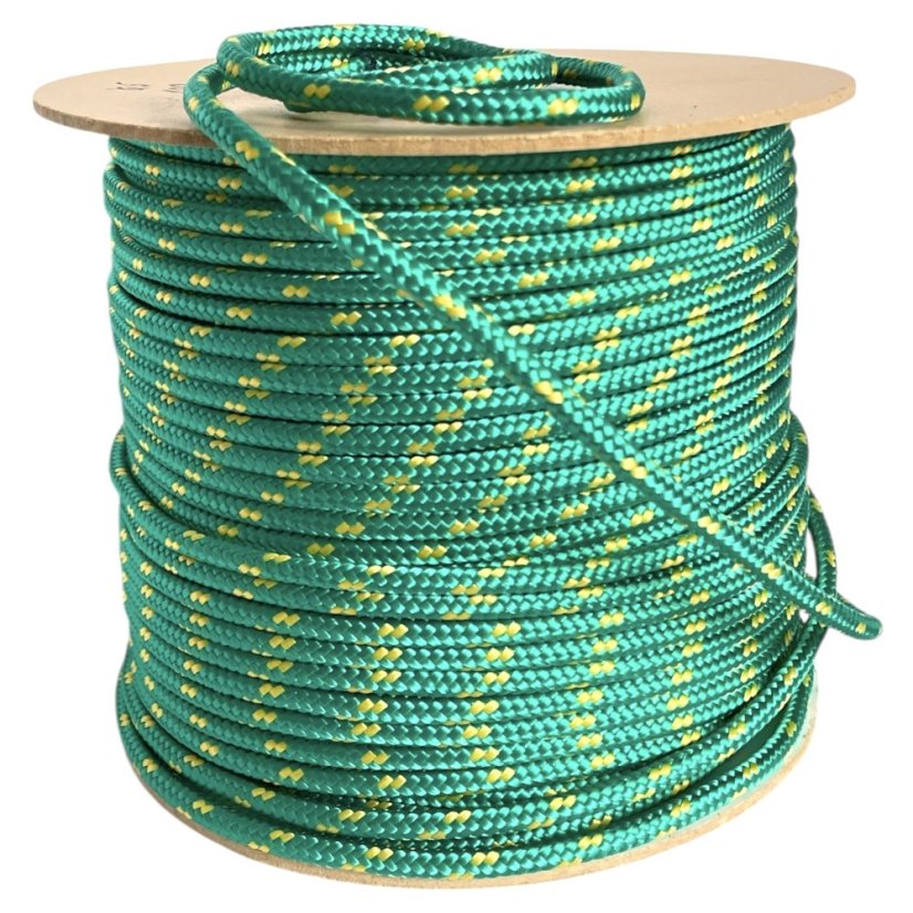 PPF 6 Polypropylenové lano pletené s jádrem - průměr 6mm, 100 metrů zelené
