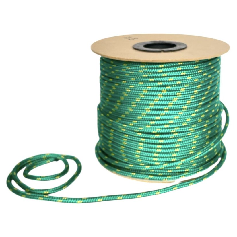 PPF 6 Polypropylenové lano pletené s jádrem - průměr 6mm, 100 metrů zelené