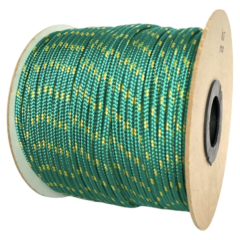 PPF 6 Polypropylenové lano pletené s jádrem - průměr 6mm, 100 metrů zelené