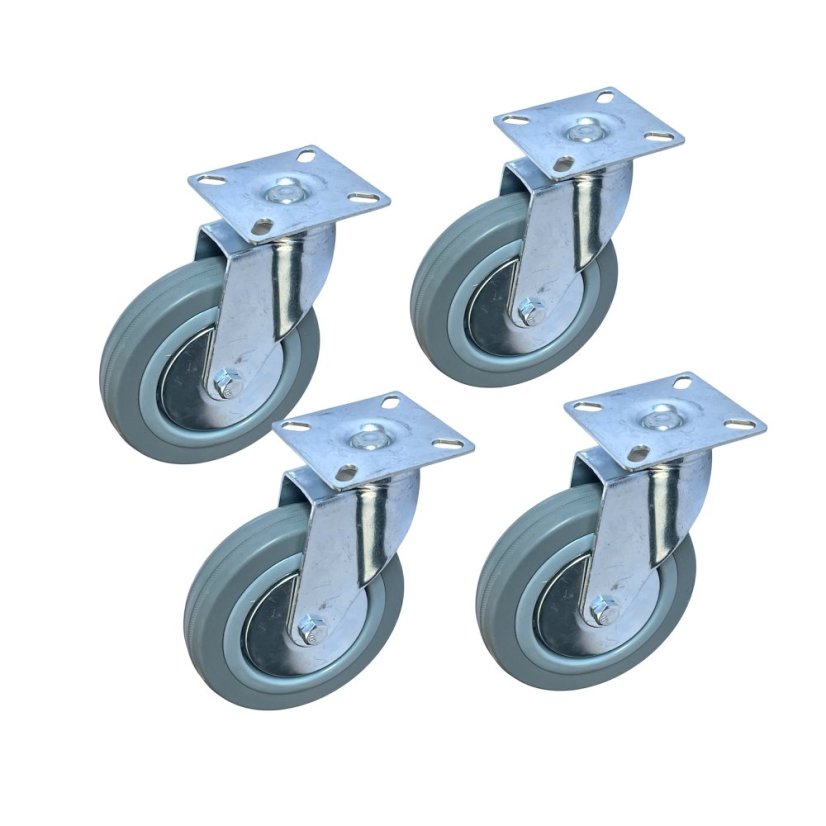 Otočné pojezdové kolo d125/80kg, šedý kaučuk, kluzné ložisko