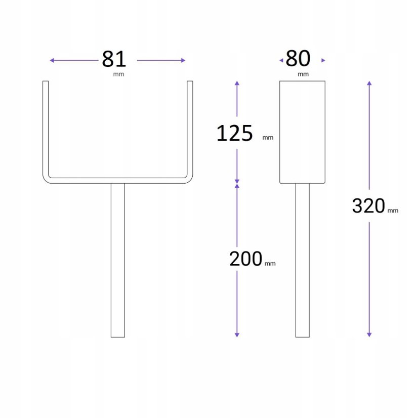 PSS 80 Patka sloupku široká 81x125x80x4mm