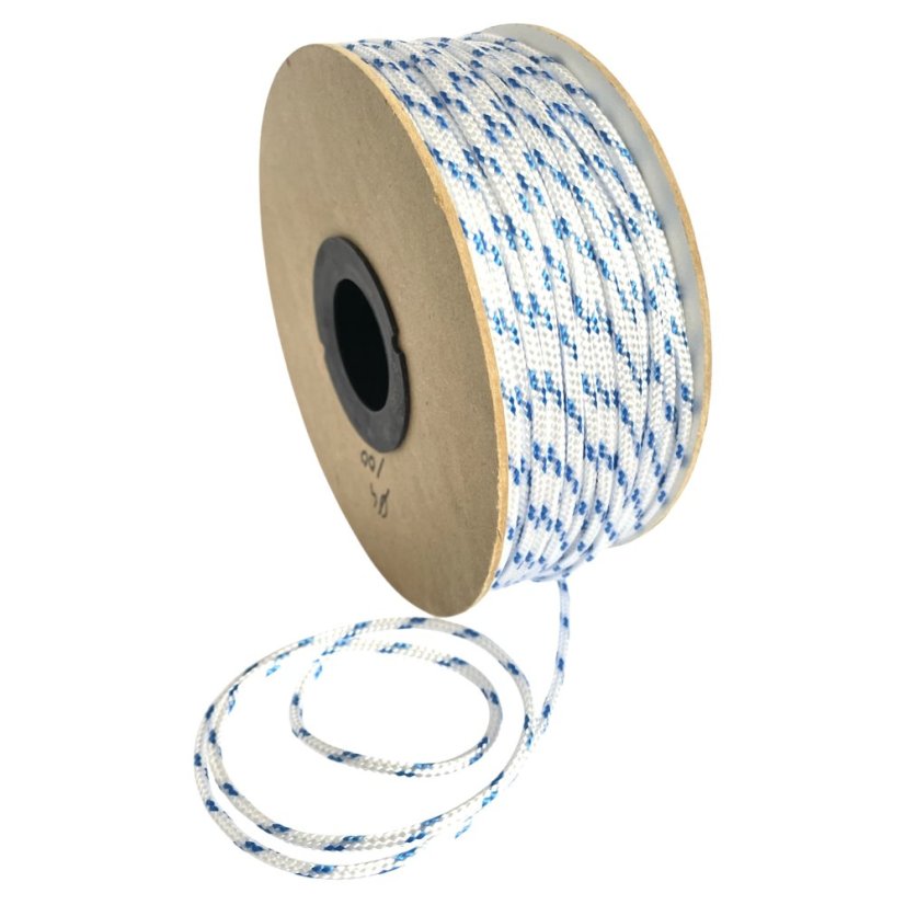 PPF 4 Polypropylenové lano pletené s jádrem - průměr 4mm, 100 metrů bílé