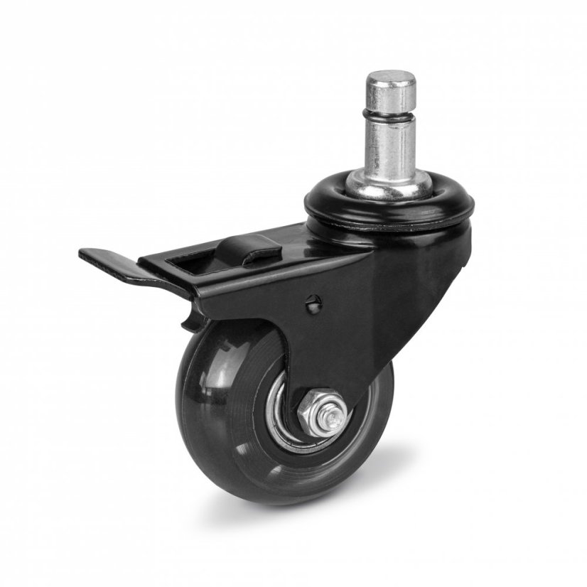 Kolečko s kuličkovým ložiskem a s čepem fi 11x22mm d75 a s brzdou