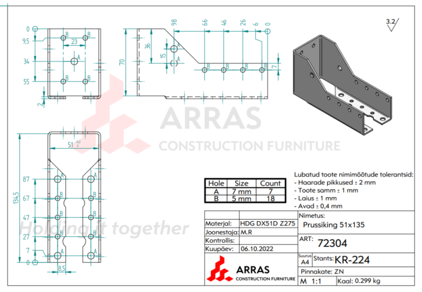 WBZ 50 Trámová botka uzavřená 50x135x2mm