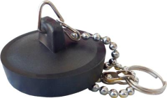 Korek umywalkowy CZARNY z łańcuszkiem 50cm