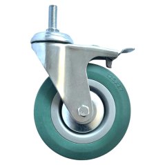 Otočné pojezdové kolo s brzdou d125/80kg, šedý kaučuk, kluzné ložisko, čep M12
