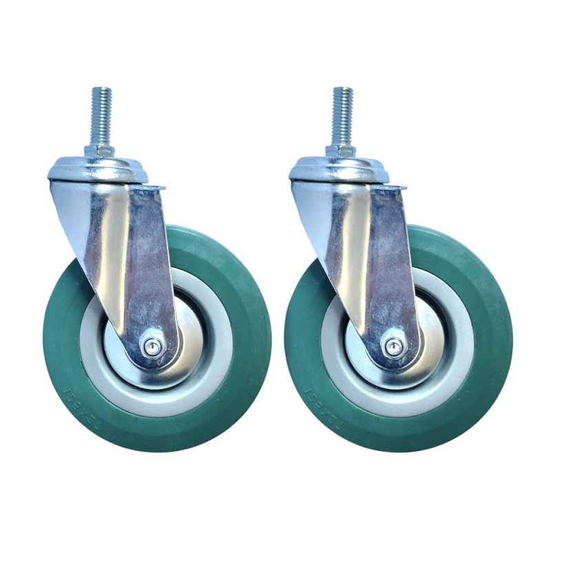 Otočné pojezdové kolo d125/80kg, šedý kaučuk, kluzné ložisko, čep M12