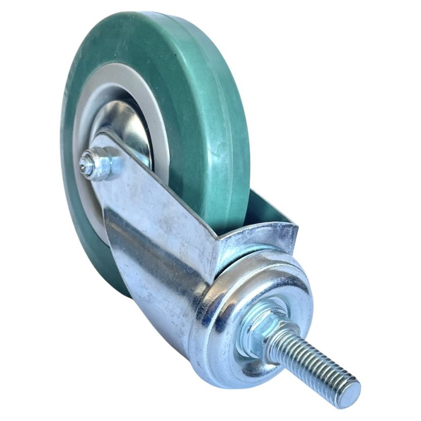 Otočné pojezdové kolo d125/80kg, šedý kaučuk, kluzné ložisko, čep M12