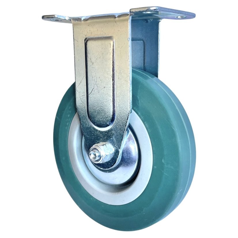 Pevné pojezdové kolo d125/80kg, šedý kaučuk, kluzné ložisko