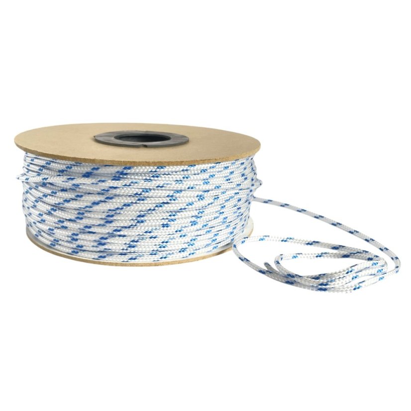 PPF 4 Polypropylenové lano pletené s jádrem - průměr 4mm, 100 metrů bílé