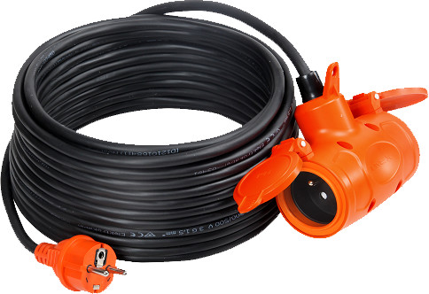 Prodlužovací kabel gumovy a rozdvojka IP44 5m