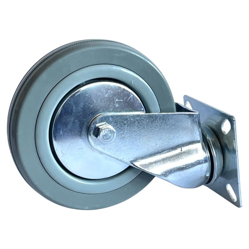 Otočné pojezdové kolo d125/80kg, šedý kaučuk, kluzné ložisko